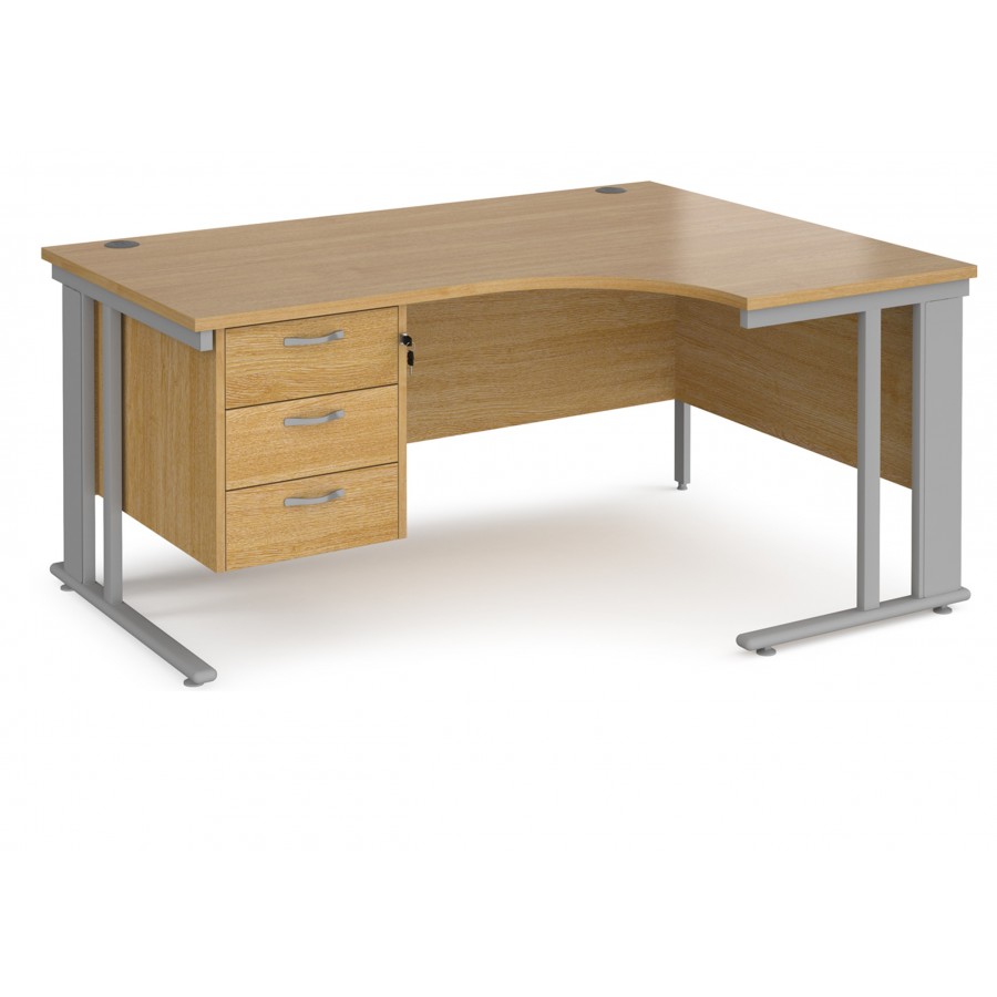 Maestro Cantilever Ergonomic Corner Desk with Fixed Pedestal